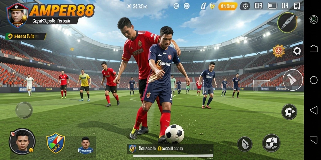 Tangkapan layar AMPER88 menunjukkan aksi seru di lapangan sepak bola.
