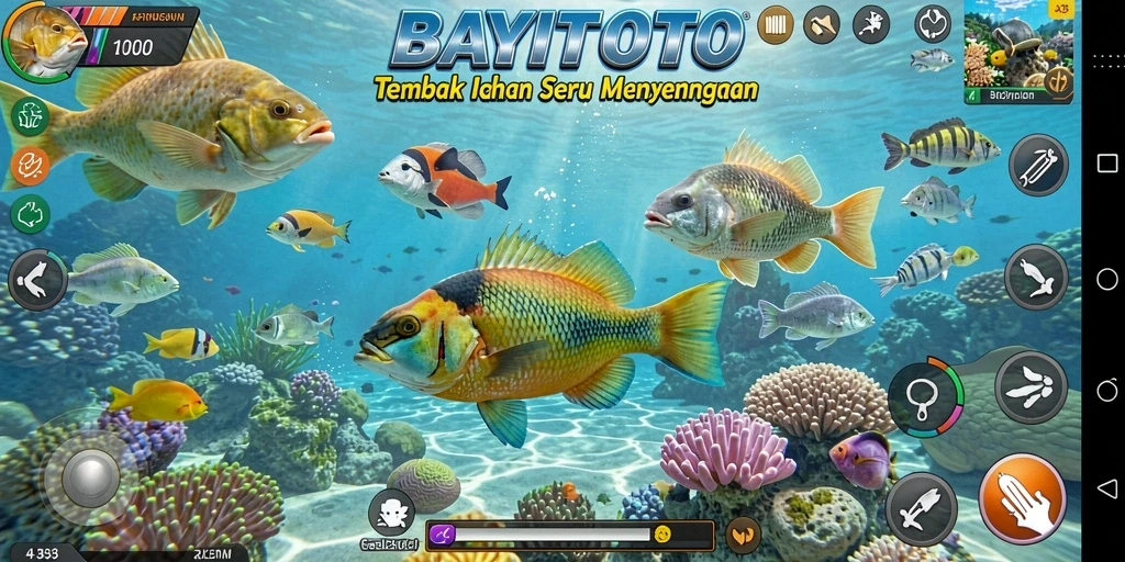 Gameplay seru BAYITOTO dengan ikan berenang di lautan.
