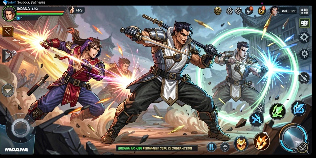 Screenshot gameplay INDAAA menampilkan pertarungan Action yang intens.