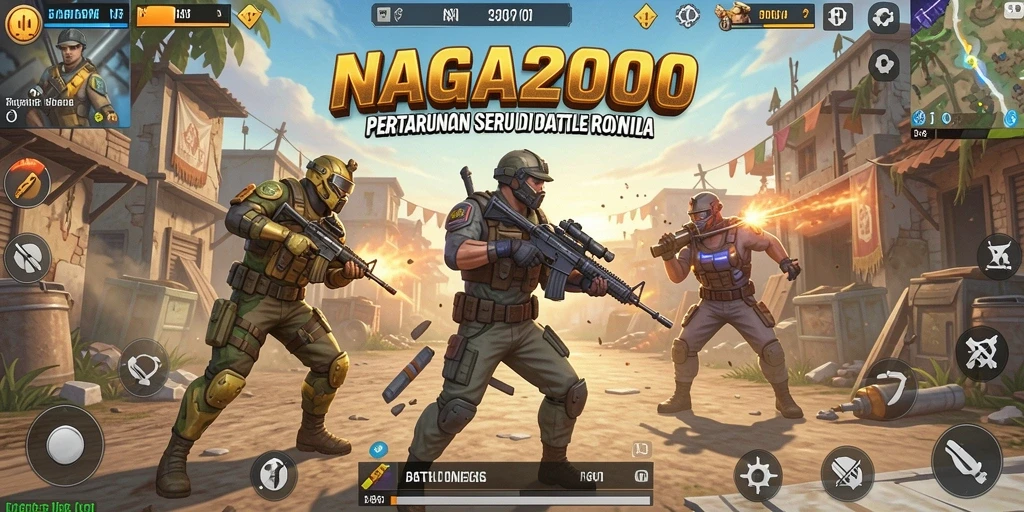 Screenshot NAGA2000 menampilkan aksi Battle Royale yang mendebarkan.