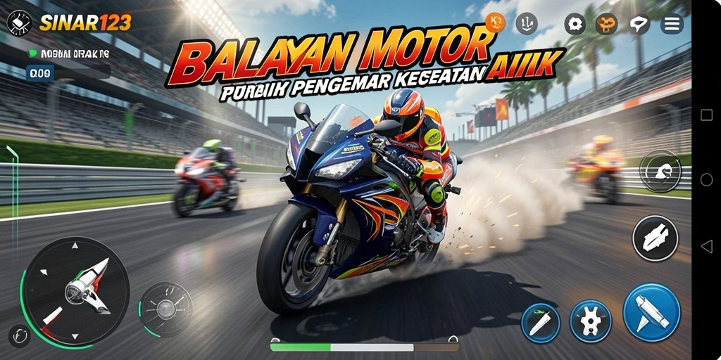 Tampilan gameplay SINAR123 yang mendebarkan saat balapan motor.